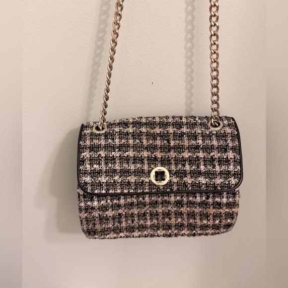kate spade Black and Cream Tweed Chain-Shoulder Crossbody - Picture 2 of 5